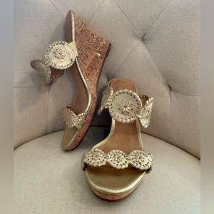 Jack Rogers Gold Cork Wedges